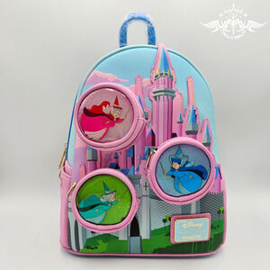 Loungefly Disney Sleeping Beauty Castle Three Good Fairies Mini Backpack